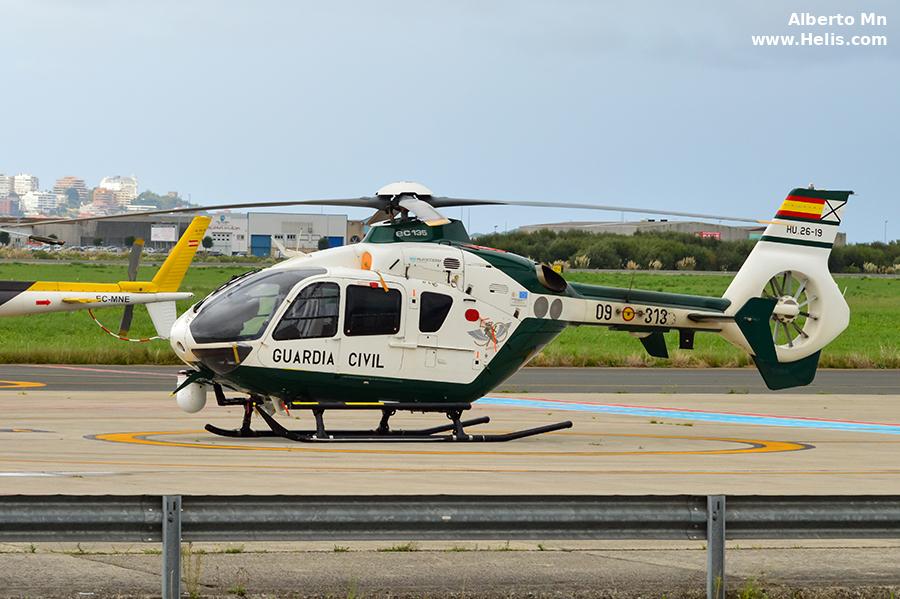 Helicopter Eurocopter EC135P2+ Serial 1031 Register HU.26-19 used by Guardia Civil (Spanish Civil Guard (Military Police)). Aircraft history and location