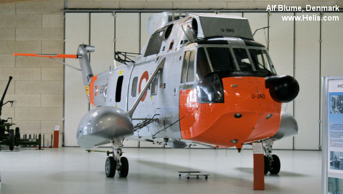 Helicopter Sikorsky S-61A-1 Serial 61-240 Register U-240 used by Flyvevåbnet (Royal Danish Air Force). Built 1964. Aircraft history and location
