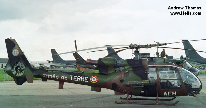 Helicopter Aerospatiale SA342M Gazelle Serial 1856 Register 3856 used by Aviation Légère de l'Armée de Terre ALAT (French Army Light Aviation). Aircraft history and location