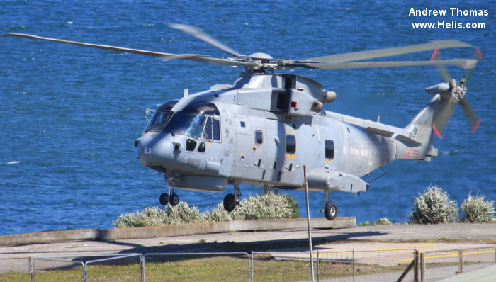 Helicopter AgustaWestland Merlin HM.1 Serial 50155 Register ZH858 used by Fleet Air Arm RN (Royal Navy). Built 2000. Aircraft history and location