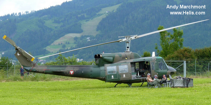Helicopter Agusta AB212 Serial 5602 Register 5D-HF used by Österreichische Luftstreitkräfte (Austrian Air Force). Aircraft history and location