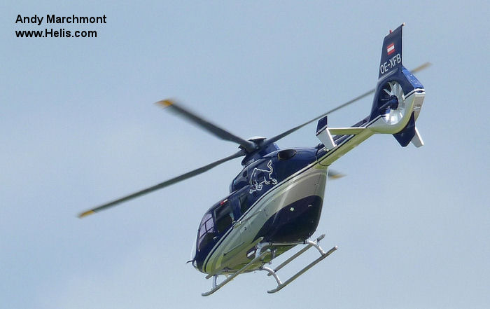 Helicopter Eurocopter EC135T2 Serial 0470 Register OE-XFB used by Flying Bulls. Aircraft history and location
