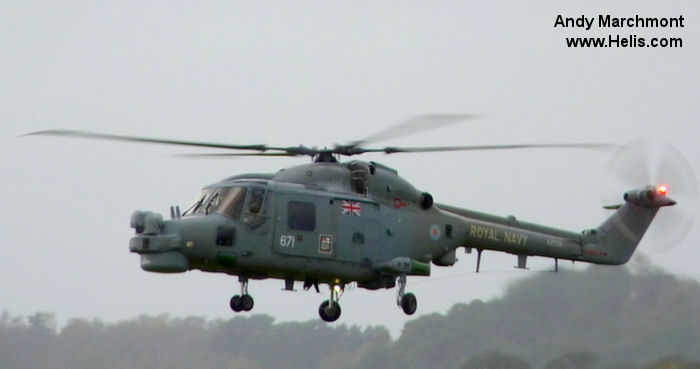 Helicopter Westland Lynx  HAS2 Serial 195 Register XZ726 used by Fleet Air Arm RN (Royal Navy). Built 1980. Aircraft history and location
