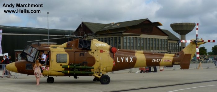 Helicopter Westland Lynx Serial 310 Register ZE477 used by Westland. Built 1984. Aircraft history and location