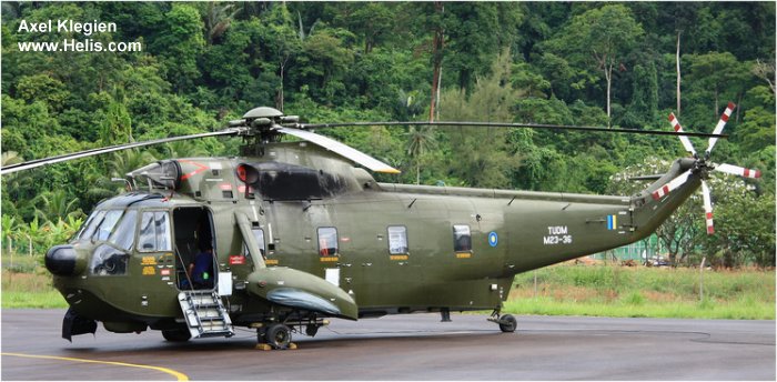 Helicopter Sikorsky S-61A-4 Nuri Serial 61-803 Register M23-36 used by Tentera Udara Diraja Malaysia TUDM (Royal Malaysian Air Force). Aircraft history and location