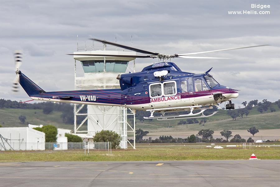 Helicopter Bell 412EP Serial 36203 Register VH-VAU EC-KZM EC-KUN CC-PBW used by Australia Air Ambulances ,Australian Helicopters AHPL ,Administraciones Locales (Spanish Autonomous Communities) ,INAER ,Helisureste. Built 1998. Aircraft history and location