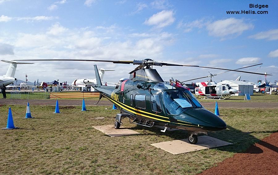 Helicopter AgustaWestland AW109E Power Serial 11129 Register VH-RUA N42-129 VH-DFQ HB-ZDT used by Jayrow Helicopters ,Raytheon Australia ,Royal Australian Air Force RAAF ,Skymedia AG ,Eliticino / Tarmac. Built 2001. Aircraft history and location