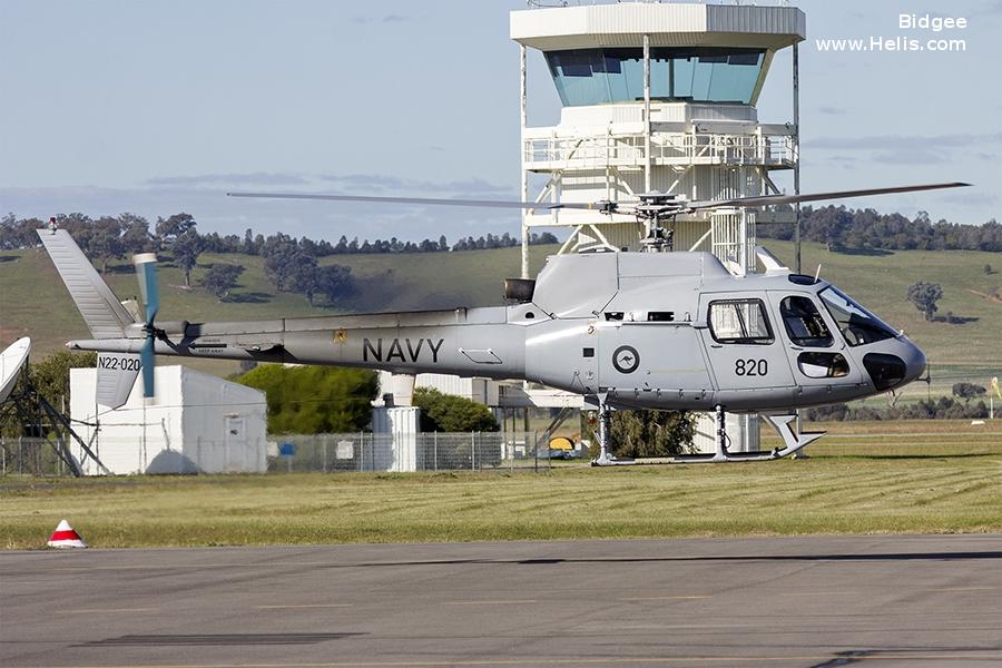 Helicopter Aerospatiale AS350B Ecureuil Serial 1769 Register N22-020 A22-020 used by Fleet Air Arm (RAN) RAN (Royal Australian Navy) ,Royal Australian Air Force RAAF. Aircraft history and location