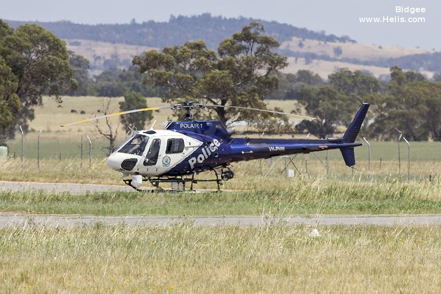 Helicopter Eurocopter AS350B2 Ecureuil Serial 4074 Register VH-PIW VH-PHW used by Australia Police. Built 2006. Aircraft history and location