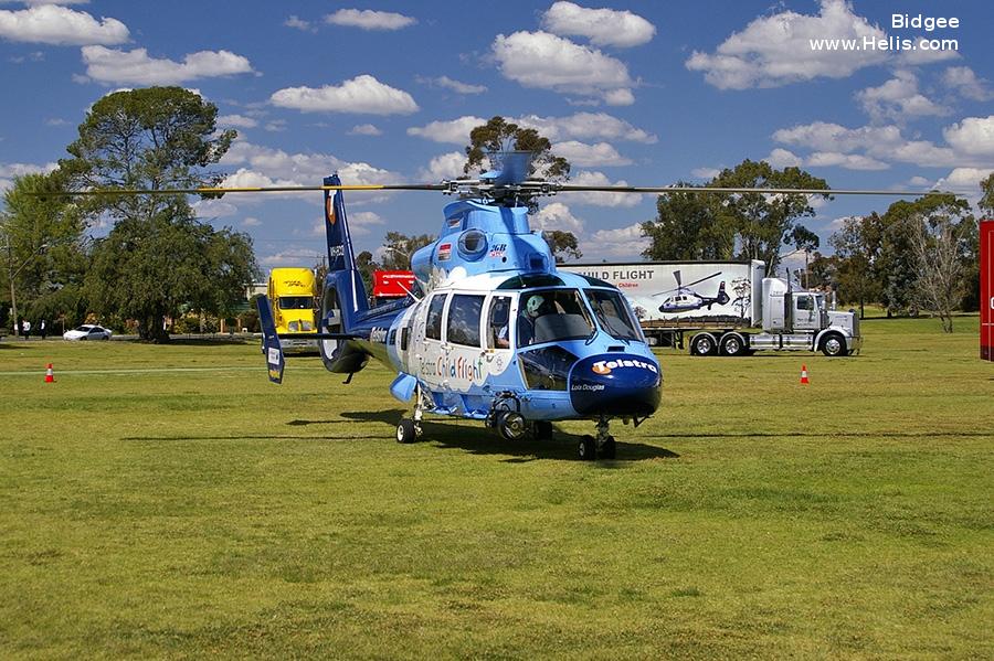 Helicopter Eurocopter AS365N2 Dauphin 2 Serial 6461 Register VH-ECQ XA-SMY used by McDermott Aviation ,Australia Air Ambulances Telstra Child Flight ,NSW Ambulance. Built 1993. Aircraft history and location