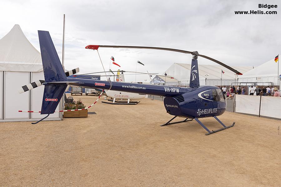 Helicopter Robinson R44 Cadet Serial 30036 Register VH-HPW used by Heliflite Australia. Aircraft history and location