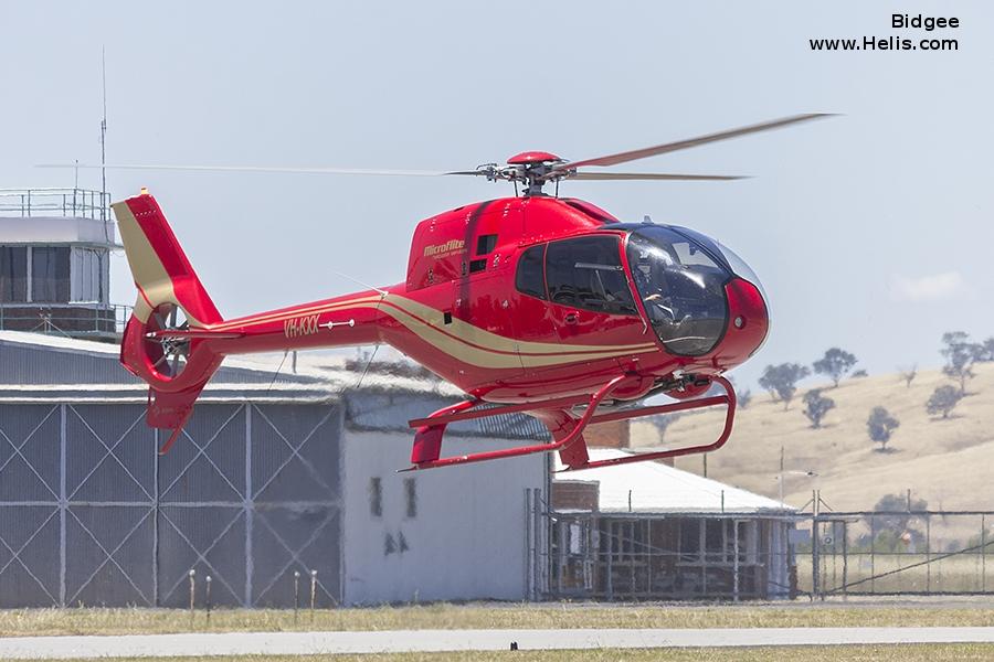 Helicopter Eurocopter EC120B Serial 1526 Register VH-KXX used by Microflite. Built 2008. Aircraft history and location