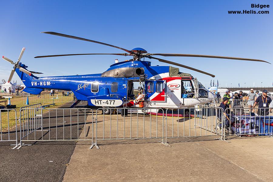 Helicopter Eurocopter EC225LP Serial 2603 Register VH-HGM B-70W9 G-ZZSA used by Bristow. Built 2004. Aircraft history and location