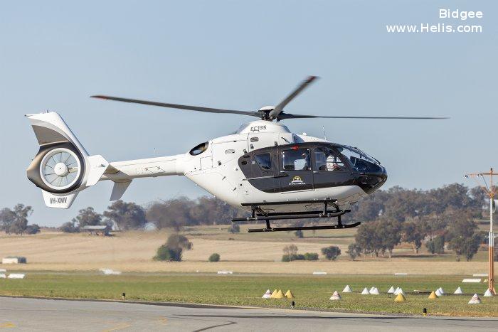 Helicopter Eurocopter EC135P2+ Serial 1114 Register N840LF VH-XMV ZK-IBT used by Life Flight Network LFN ,Sydney HeliTours ,Advanced Flight. Built 2014. Aircraft history and location