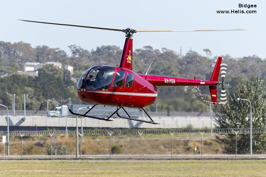 Helicopter Robinson R44 II Serial 12569 Register VH-FOA used by Heliflite Australia. Built 2008. Aircraft history and location