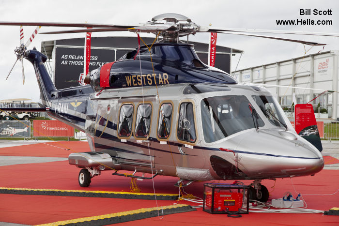 Helicopter AgustaWestland AW139 Serial 31419 Register 9M-WAO I-RAIU used by Weststar Aviation WAS ,AgustaWestland Italy. Built 2012. Aircraft history and location