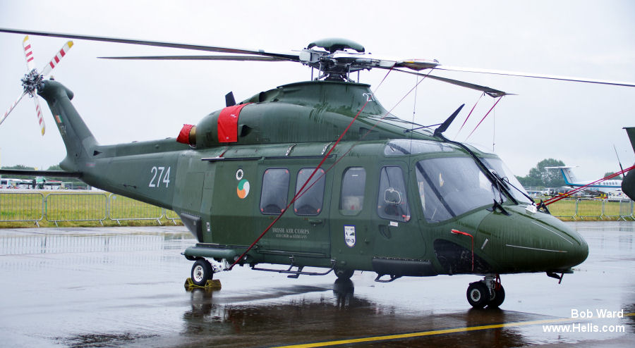 Helicopter Agusta AB139 Serial 31048 Register 274 used by Aer Chór na hÉireann (Irish Air Corps). Built 2006. Aircraft history and location