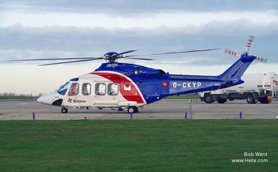 Helicopter AgustaWestland AW139 Serial 41339 Register G-CKYP VH-ZFO N433SH used by Bristow ,Bristow Australia AUSBU ,Bristow US. Built 2013. Aircraft history and location