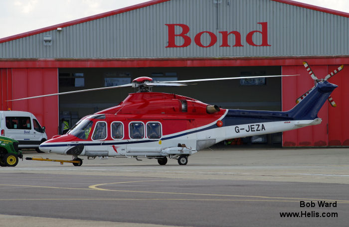 Helicopter AgustaWestland AW139 Serial 31255 Register F-WTBC G-JEZA used by CHC Scotia. Built 2009. Aircraft history and location