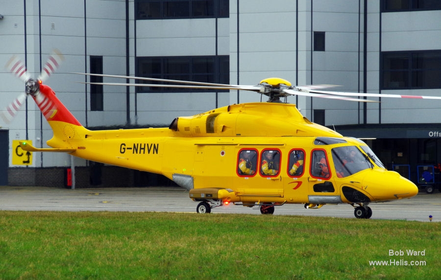 Helicopter AgustaWestland AW139 Serial 31700 Register G-SNSY G-NHVN OO-NSN used by CHC Scotia ,NHV Helicopters Ltd NHV UK ,NHV NHV Norwich. Built 2015. Aircraft history and location