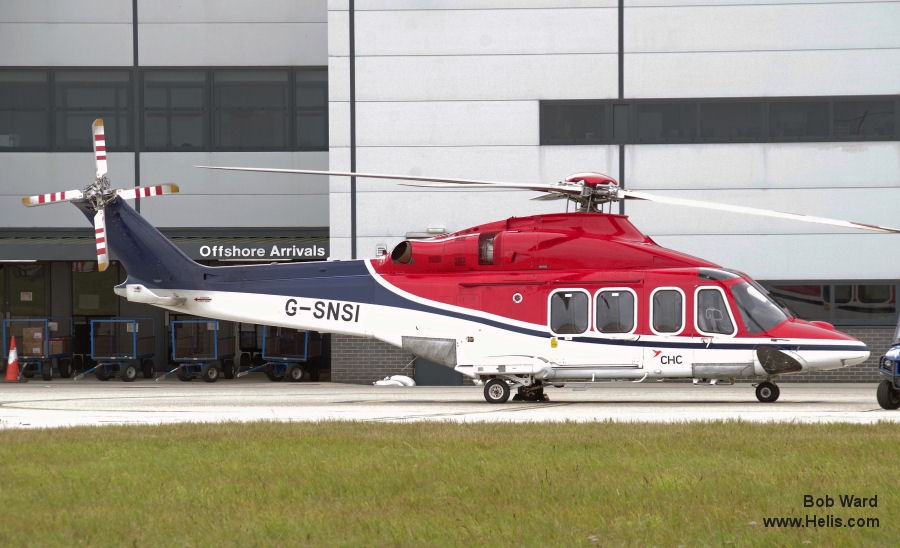 Helicopter AgustaWestland AW139 Serial 31479 Register G-SNSI VP-CHJ G-FTOM used by CHC Scotia ,CHC Cayman Islands. Built 2013. Aircraft history and location