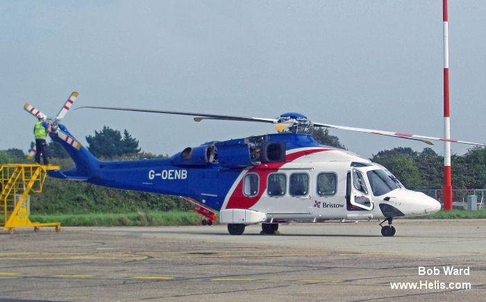 Helicopter AgustaWestland AW189 Serial 49008 Register 5N-BWG G-OENB I-RAIP used by Bristow Helicopters Nigeria BHN ,Bristow ,AgustaWestland Italy. Built 2013. Aircraft history and location