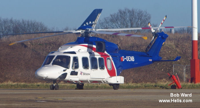 Helicopter AgustaWestland AW189 Serial 49008 Register 5N-BWG G-OENB I-RAIP used by Bristow Helicopters Nigeria BHN ,Bristow ,AgustaWestland Italy. Built 2013. Aircraft history and location