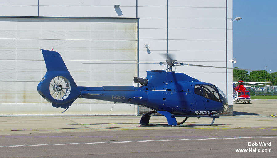 Helicopter Eurocopter EC130B4 Serial 3810 Register F-GXPG EI-MET SE-JHY used by Scandinavian Helicopter Group SHG. Built 2004. Aircraft history and location