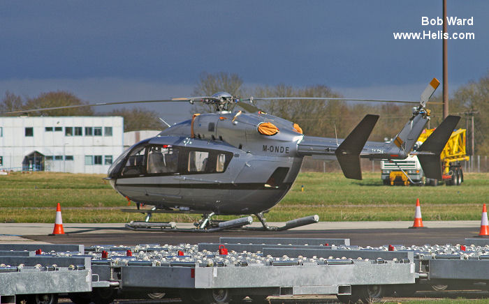 Helicopter Eurocopter EC145 Serial 9052 Register M-ONDE P4-LGB D-HMBE used by Eurocopter Deutschland GmbH (Eurocopter Germany). Built 2004. Aircraft history and location