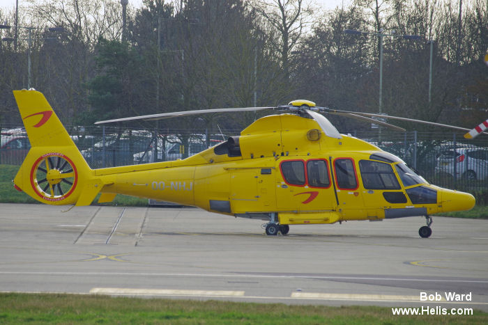 Helicopter Eurocopter EC155B1 Serial 6842 Register OY-HUR OO-NHJ F-WWOM used by Air Greenland ,NHV NHV Norwich ,Eurocopter France. Built 2009. Aircraft history and location