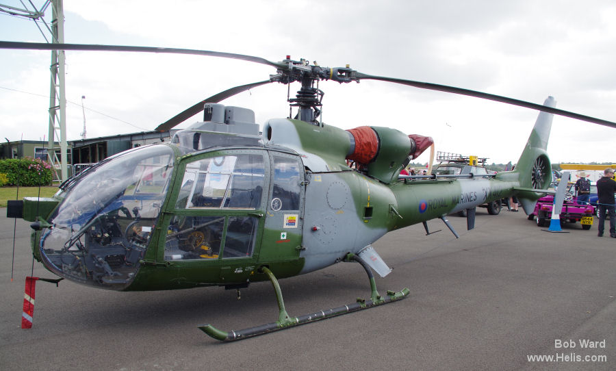 Helicopter Aerospatiale SA341B Gazelle AH.1 Serial 1362 Register XX412 used by Royal Marines RM. Built 1975. Aircraft history and location
