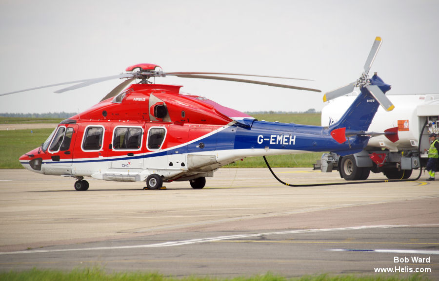 Helicopter Airbus H175 Serial 5060 Register G-EMEH used by CHC Scotia. Built 2022. Aircraft history and location