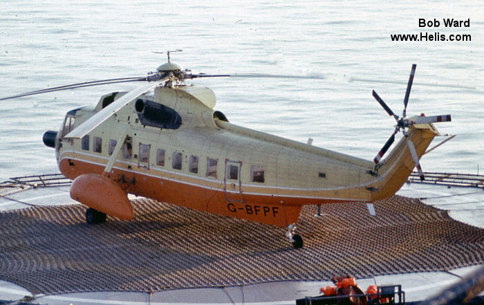 Helicopter Sikorsky S-61N Serial 61-490 Register N906CH C-FHHD N61NW G-BFPF ZS-HDK used by CHI Aviation (Construction Helicopters Inc) ,hayes forest services ,Northwest Helicopters ,Caledonian Helicopters ,British Airways Helicopters ,Court Helicopters. Built 1971. Aircraft history and location
