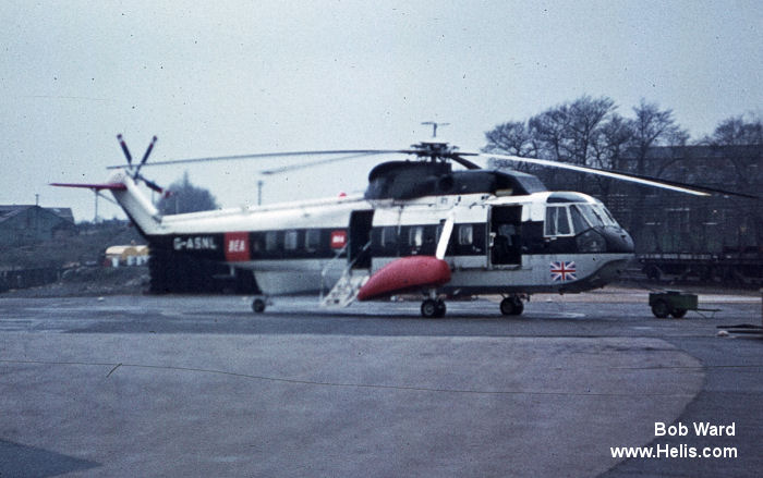 Helicopter Sikorsky S-61N Mk.II Serial 61-220 Register N626CK N220WW N4503E G-ASNL PH-SBH used by Croman Corp ,US Department of State ,Carson Helicopters ,British Airways Helicopters ,Schreiner Airways ,British European Airways (BEA). Built 1963. Aircraft history and location