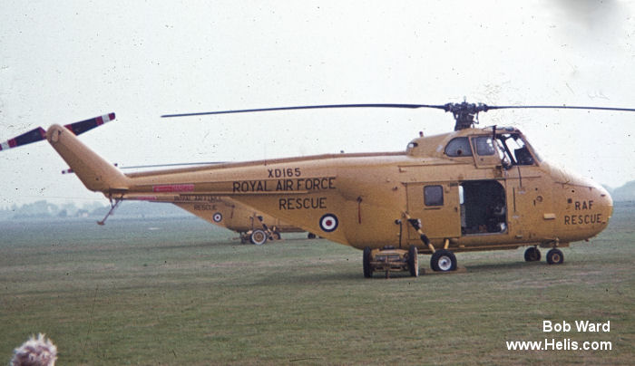 Helicopter Westland Whirlwind HAR.4 Serial wa 22 Register XD165 used by Royal Air Force RAF. Built 1954. Aircraft history and location