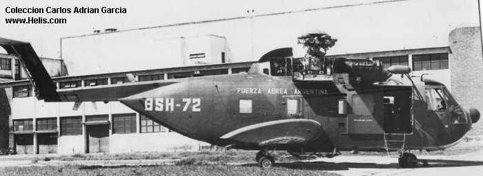 Helicopter Sikorsky S-61R Serial 61-763 Register BSH-72 used by Fuerza Aerea Argentina FAA (Argentine Air Force). Built 1975. Aircraft history and location