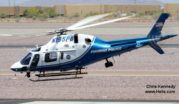 Helicopter AgustaWestland AW119 Koala Serial 14502 Register N119WG N195FB N4QY used by HP Helicopters ,PHXPD (Phoenix Police Department) ,AgustaWestland Philadelphia (AgustaWestland USA). Built 2005. Aircraft history and location