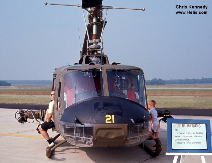 Helicopter Bell UH-1B Iroquois Serial 1145 Register N424NA 64-14021 used by PJ Helicopters PJH ,NASA (National Aeronautics and Space Administration) ,US Army Aviation Army. Aircraft history and location