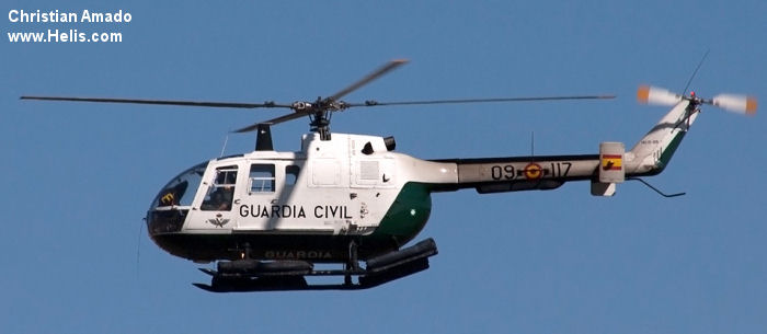 Helicopter MBB Bo105CBS-2 Serial S-748 Register HU.15-89 used by Guardia Civil (Spanish Civil Guard (Military Police)). Aircraft history and location