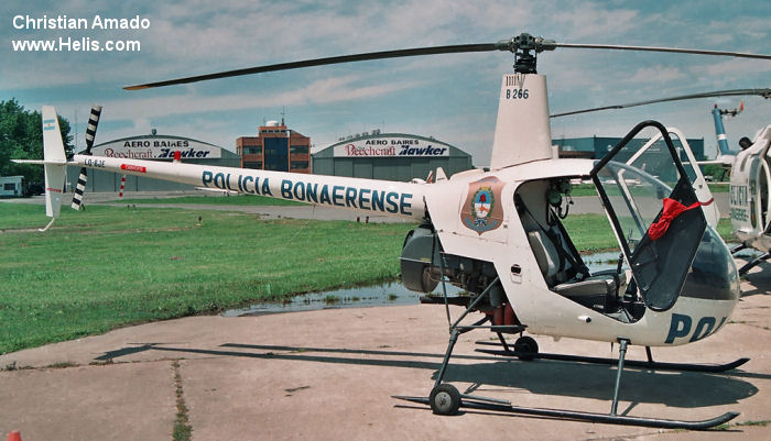Helicopter Robinson R22 Beta Serial 2266 Register LQ-BJE used by Policias Provinciales (Argentine Provinces Police Units). Built 1992. Aircraft history and location