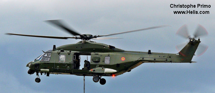 Helicopter NH Industries NH90 TTH Serial 1296 Register RN06 used by Force Aérienne Belge (Belgian Air Force). Aircraft history and location