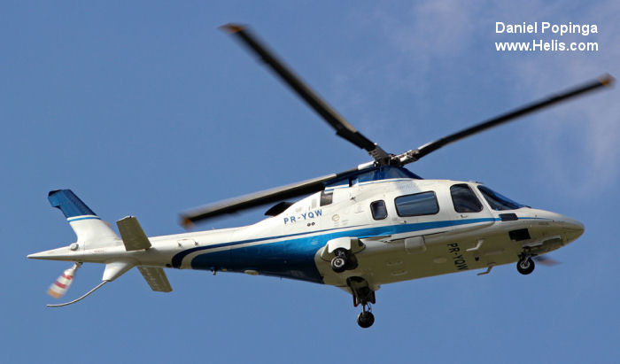 Helicopter AgustaWestland AW109E Power Serial 11830 Register PR-YQW I-PTFP. Built 2013. Aircraft history and location