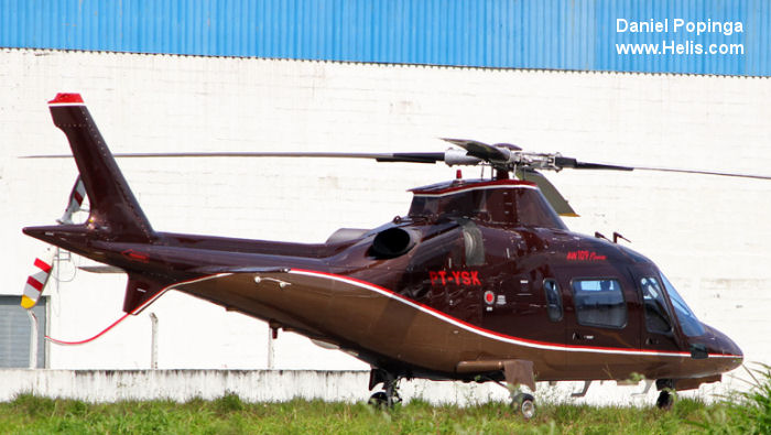 Helicopter Agusta A109E Power Serial 11019 Register PT-YSK. Built 1998. Aircraft history and location