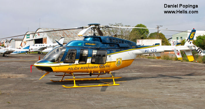 Helicopter Bell 407 Serial 53305 Register PT-YZQ N8216Z used by Polícia Rodoviária Federal PRF (Federal Highway Police) ,Bell Helicopter. Aircraft history and location