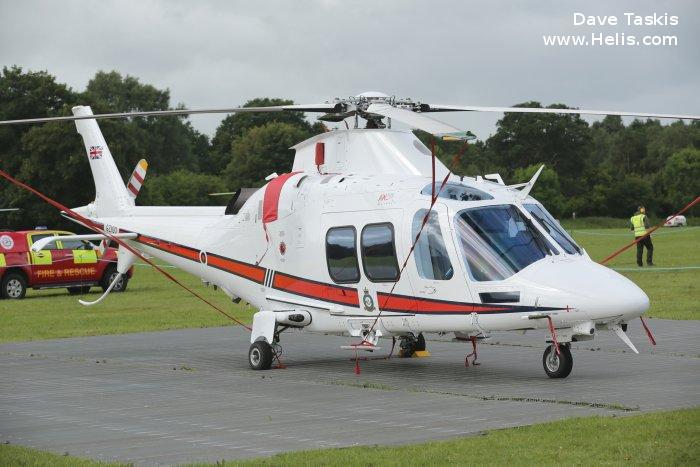 Helicopter AgustaWestland AW109SP GrandNew Serial 22347 Register GZ100 G-ZIOO I-PTFP used by Royal Air Force RAF ,Sloane Helicopters ,AgustaWestland Italy. Built 2015. Aircraft history and location