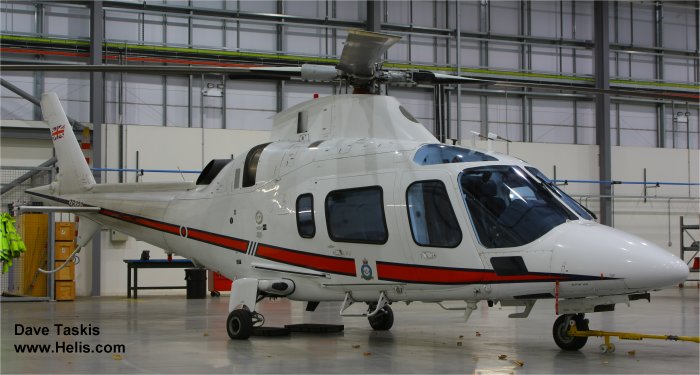 Helicopter AgustaWestland AW109E Power Serial 11664 Register ZR322 G-CDVC used by Royal Air Force RAF ,AgustaWestland UK. Built 2006. Aircraft history and location