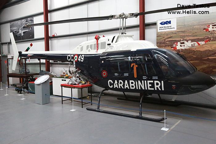 Helicopter Agusta AB206C-1 Serial 9151 Register MM80927 used by Carabinieri (Italian Gendarmerie). Aircraft history and location