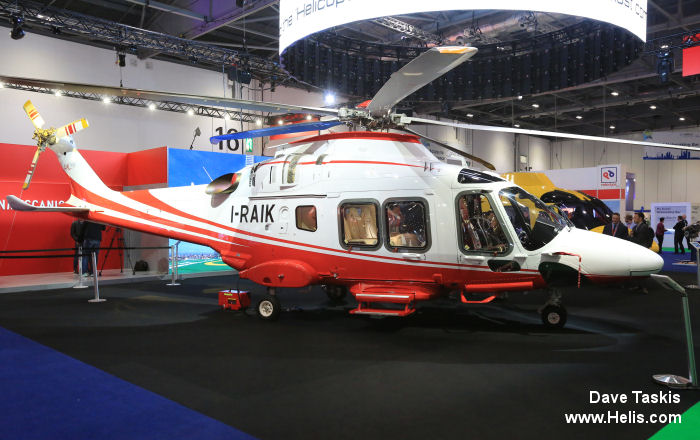 Helicopter AgustaWestland AW169 Serial 69006 Register HB-ZQZ I-RAIK I-RAIF used by Karen ,Swift Copters ,AgustaWestland Italy. Built 2015. Aircraft history and location