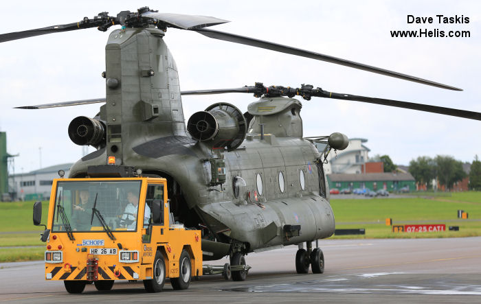 Helicopter Boeing CH-47D Chinook Serial M.7006 Register ZA704 used by Royal Air Force RAF. Aircraft history and location