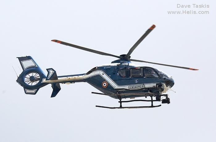 Helicopter Eurocopter EC135T2+ Serial 0654 Register F-MJDB used by Gendarmerie Nationale (French National Gendarmerie). Built 2008. Aircraft history and location